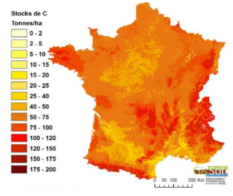 Carbon stocks France - GIS Sols - France